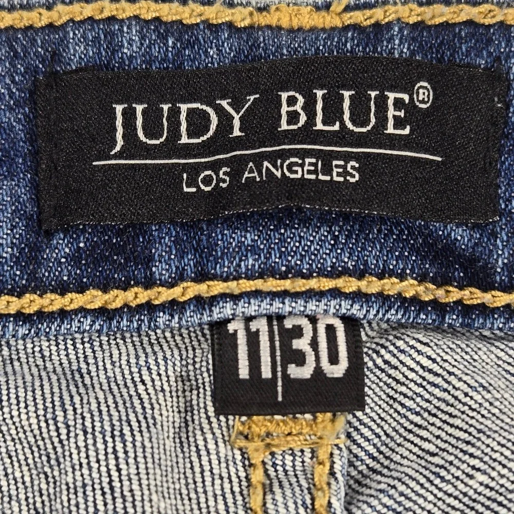Judy Blue Boyfriend Jeans 11/30 Blue Distressed Ripped Denim Casual‎ Streetwear